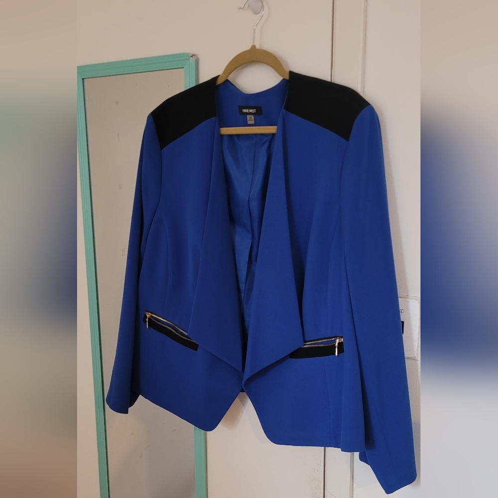 Nine West | Blue color block blazer